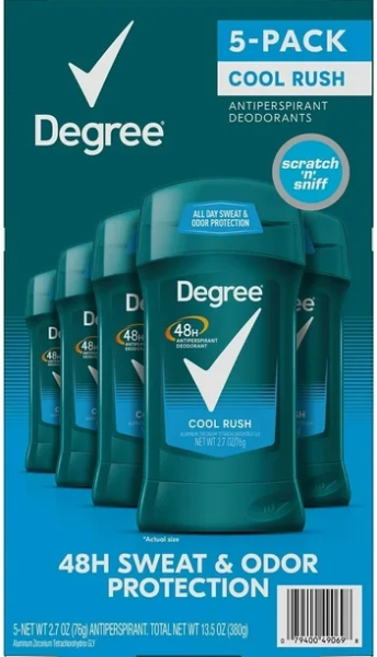 5er Pack  DEGREE Men 'Cool Rush' 48 Hour Antiperspirant 380 gr